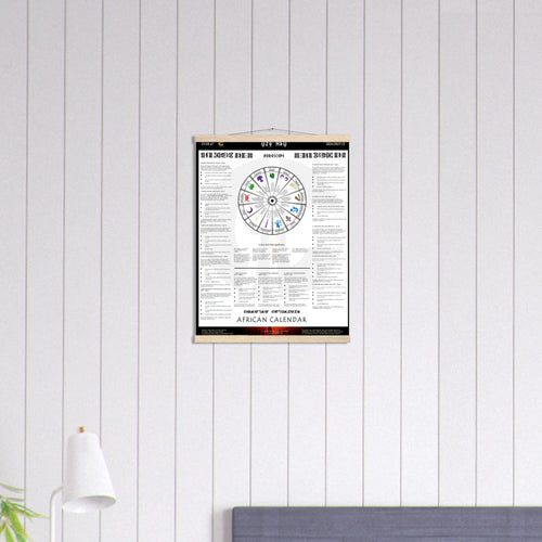 African calendar horoscope with astrological symbols and text on a white background